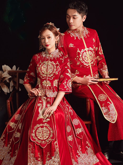 ウェディングドレス　男女セット　中国ウエディング韓国ウェディグ　男女セット M ウェディングドレス男女セット中国ウェディング韓国ウェディングM