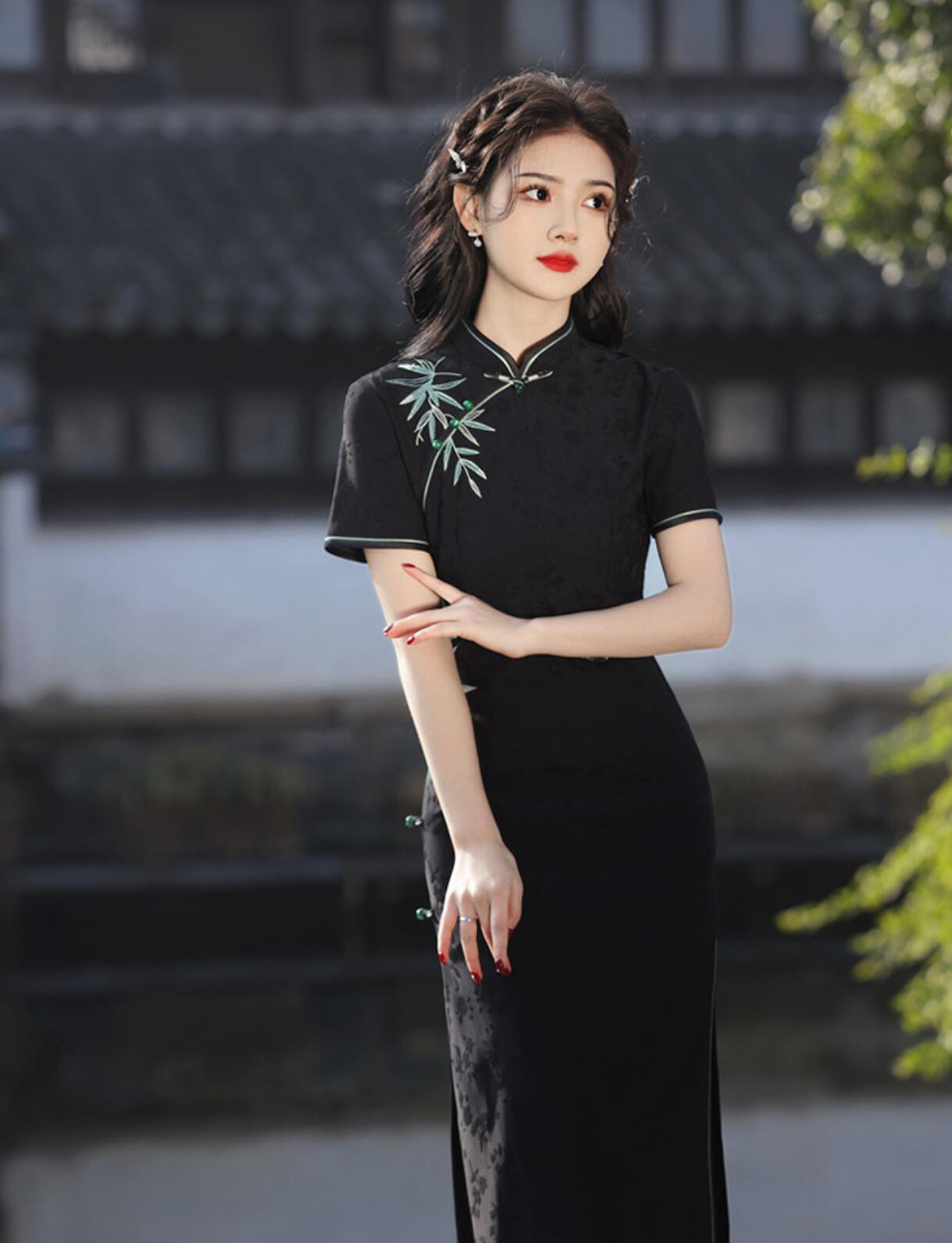 楽天市場】チャイナドレス ロング丈 ミモレ丈 秋新作