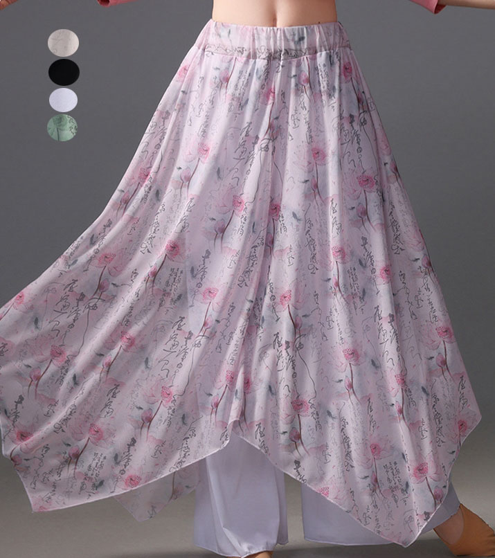 淡いピンク フレアスカート 社交ダンス用。フリー➰L、新品未使用 光沢感 ダンススカート フレアスカート ロングスカート 広がる
