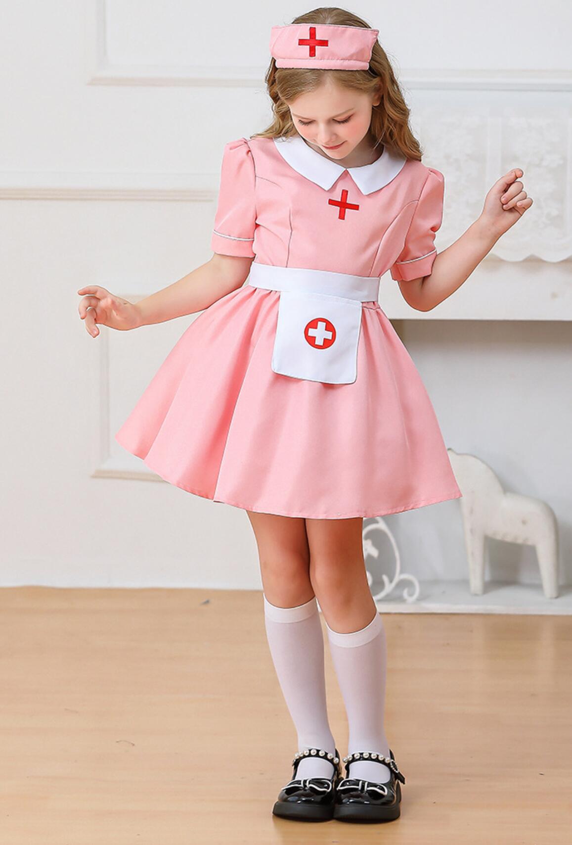 【楽天市場】子供 ハロウィン コスプレ衣装 女の子 医者 ナース 看護師 仮装 変装 コスチューム ピンク 半袖 ショート丈 ワンピース ...