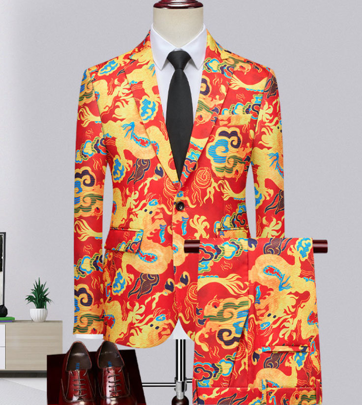 楽天市場】メンズスーツ上下二点セットアップ 豹柄ヒョウ柄 花柄