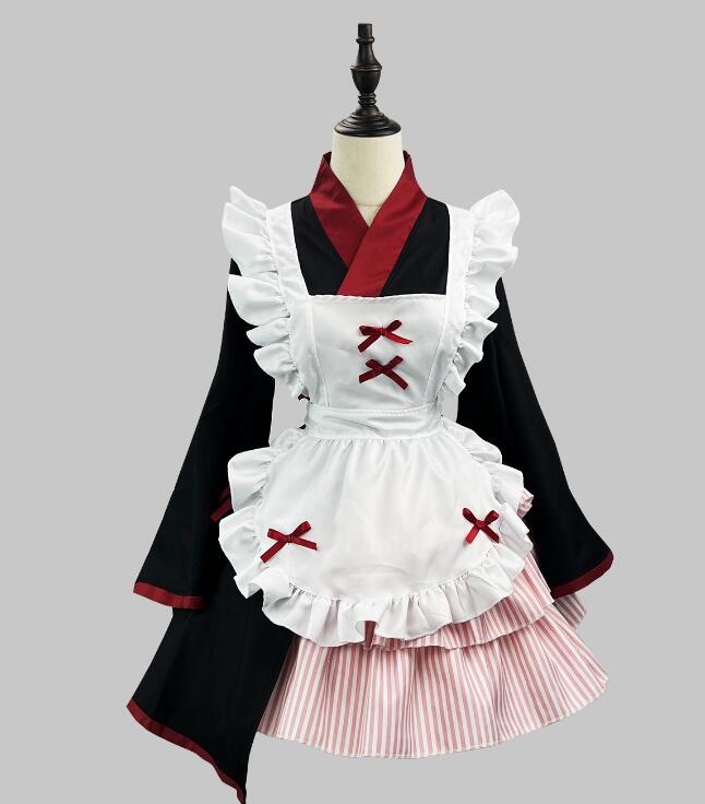 楽天市場】メイド服 改良 着物 和物ドレス 長袖 和風 メイドコス 膝丈