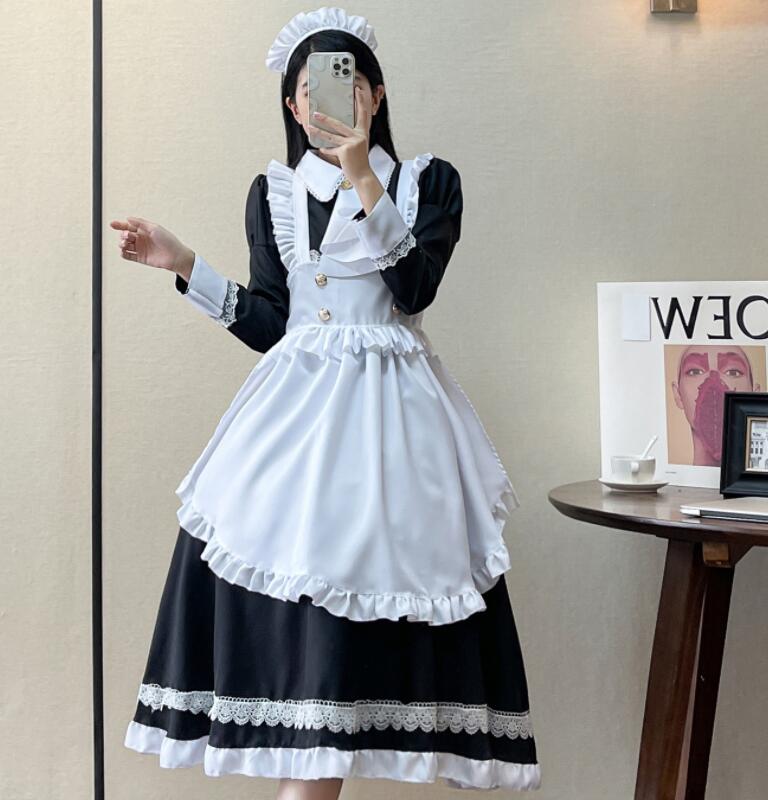 楽天市場】4点SET メイド服 大人 長袖 メイドコスチューム ロング