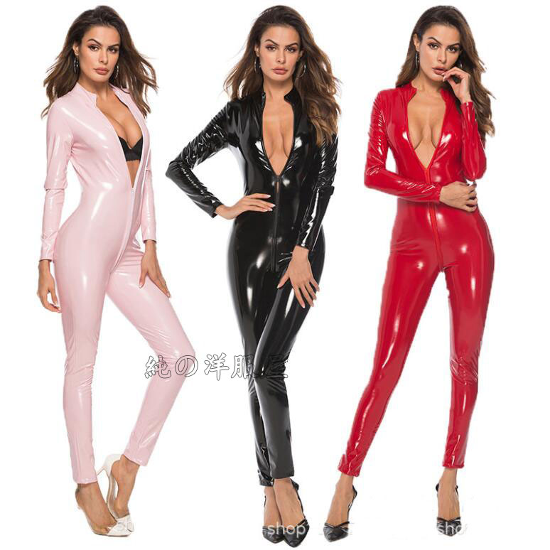 楽天市場】全身タイツ フェイクレザー エナメル キャットスーツ 光沢