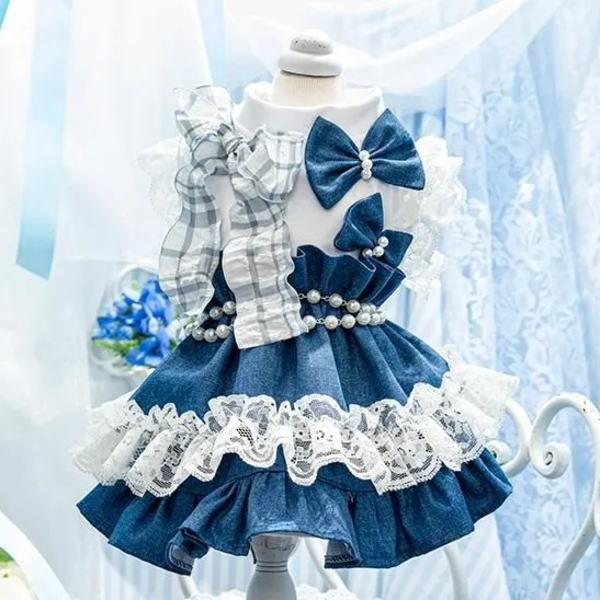 犬 ドレス LULUDOLL ルルドール Precious デニムガトーワンピース 3S,SS,S,Mサイズ 犬 ウェア パーティ【お得クーポン配布中】|犬服通販*じゃんぐるぺっと