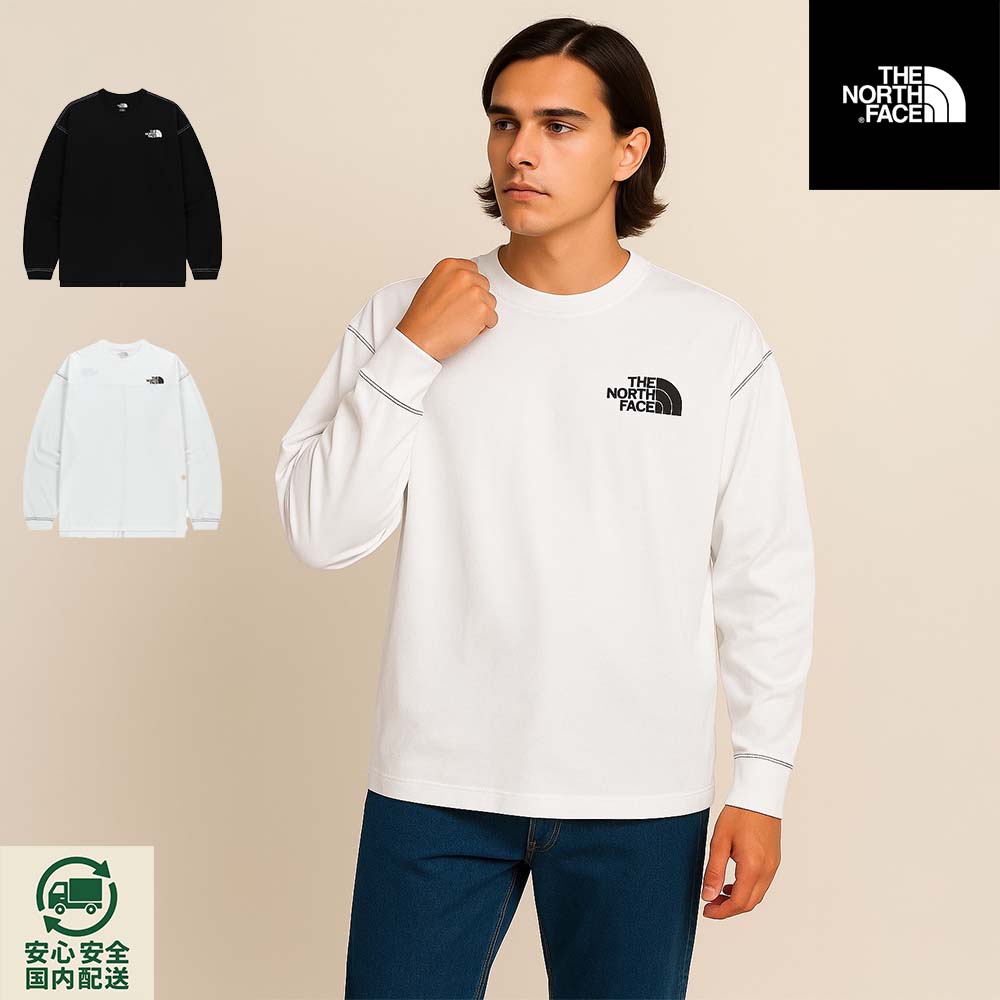 【外国で制限事項真似形 決まり品】 THE NORTH FACE 北の方人間の顔 ロンT 長袖 ティーシャツ メンズ レディース ビッグ影ぼうし ロゴタイプ刺しゅう 心地よい 黒 白 ユニ一発やる 春 秋 冬 トップス 格好のいい アウトドア ブランド名 一般受け メンズファッション-トップス