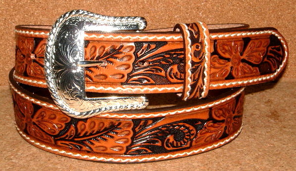 楽天市場】C40064 メンズ ブラウン フローラル ツールド レザー