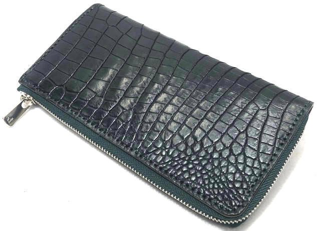 押さえる生み出すこと 【DOLCE VITA ドルチェヴィータ】 飛び切り ポロサス クロコダイル 入り海ワニ なめし革製 L字形 ラウンドジップ 薄型 ロング ウォレット (緑であること×赤銅色) 緑 茶 L型 ラウンドジッパー ラウンドファスナー スモールクロコダイル 長紙入れ 本革 ワニ革 FUNNY ファニー KC\u0027S