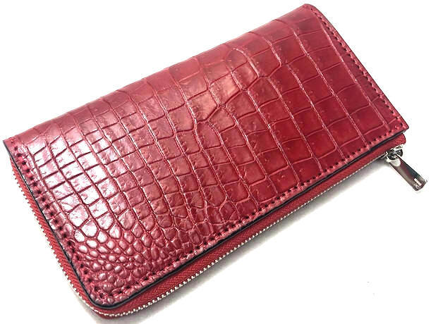 押さえる生み出すこと 【DOLCE VITA ドルチェヴィータ】 飛び切り ポロサス クロコダイル 入り海ワニ なめし革製 L字形 ラウンドジップ 薄型 ロング ウォレット (赤いこと×黒いこと) 赤 黒 L型 ラウンドジッパー ラウンドファスナー スモールクロコダイル 長紙入れ 本革 ワニ革 FUNNY ファニー KC\u0027S