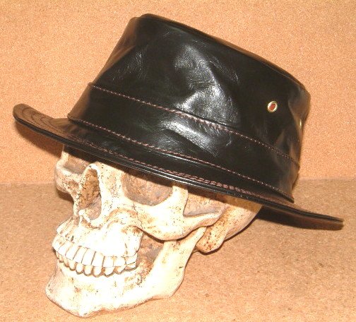 スタンダードレザー 肉厚 ポークパイハット 茶芯　58cm ハーレー バイカー スタンダードレザー 肉厚 ポークパイハット 茶芯 58cm ハーレー バイカー