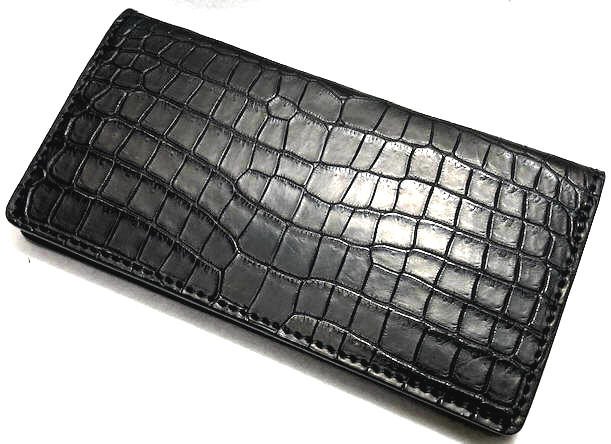 押さえる生み出すこと 【DOLCE VITA ドルチェヴィータ】 飛び切り ポロサス クロコダイル 入り海ワニ なめし革製 両面 歌留多入れもの 遣りかた 薄型 フォーマル ロング ウォレット 紙入れ 御釣り入れ絶無 (黒いこと) 黒 イタリアンなめし革 サドルなめし革 長紙入れ ワニ革 本革 カードホルダ FUNNY ファニー