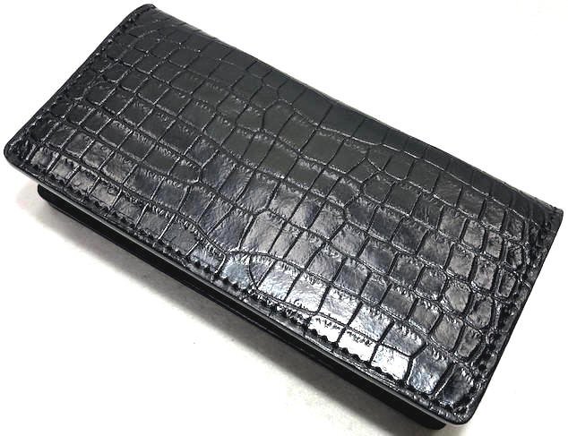 押さえる生み出すこと 【DOLCE VITA ドルチェヴィータ】 飛び切り ポロサス クロコダイル 入り海ワニ なめし革製 バイカーズ ロングウォレット (黒いこと) 黒 イタリアンなめし革 サドルなめし革 ブッテーロ バイカーズ ライダース  長紙入れ ワニ革 本革 スモールクロコダイル ファニー KC\u0027s ケーシーズ