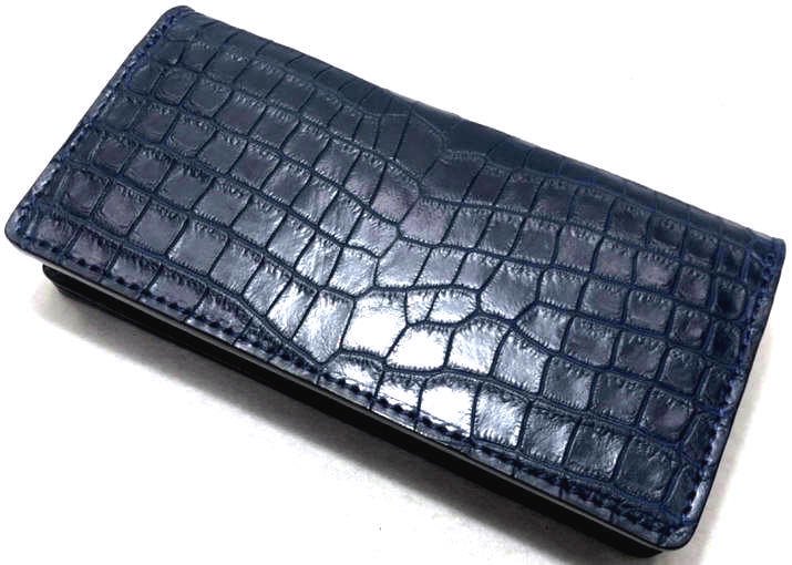 押さえる生み出すこと 【DOLCE VITA ドルチェヴィータ】 飛び切り ポロサス クロコダイル 入り海ワニ なめし革製 ロング ウォレット (米国海軍×黒いこと) 紺 黒 イタリアンなめし革 サドルなめし革 ブッテーロ ライダース 長紙入れ バイカーズ 本革 スモールクロコダイル ファニー KC\u0027s ケーシーズ