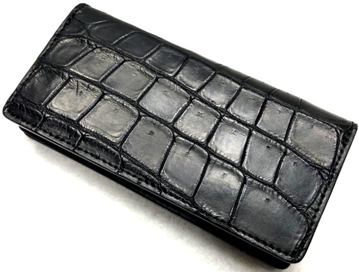限定生産 【DOLCE VITA ドルチェヴィータ】 高級 特大 大型 ラージ ポロサス クロコダイル 入江ワニ 皮革製 ロング ウォレット (ブラック) 黒 イタリアンレザー ブッテーロ ライダース 長財布 バイカーズ ワニ革 スモールクロコダイル 本革 FUNNY ファニー KC's ケーシーズ｜JUNK HOUSE WEST