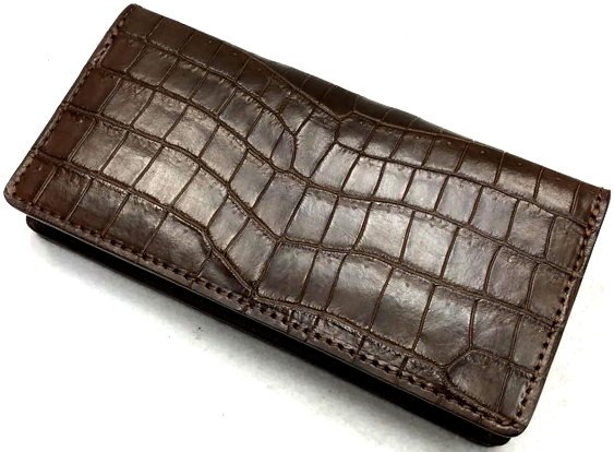 押さえる生み出すこと 【DOLCE VITA ドルチェヴィータ】 飛び切り ポロサス クロコダイル 入り海ワニ なめし革製 ロング ウォレット (赤銅色) 茶 イタリアンなめし革 サドルなめし革 ブッテーロ ライダース 長紙入れ バイカーズ ワニ革 本革 メンズ スモールクロコダイル ファニー KC\u0027s ケーシーズ