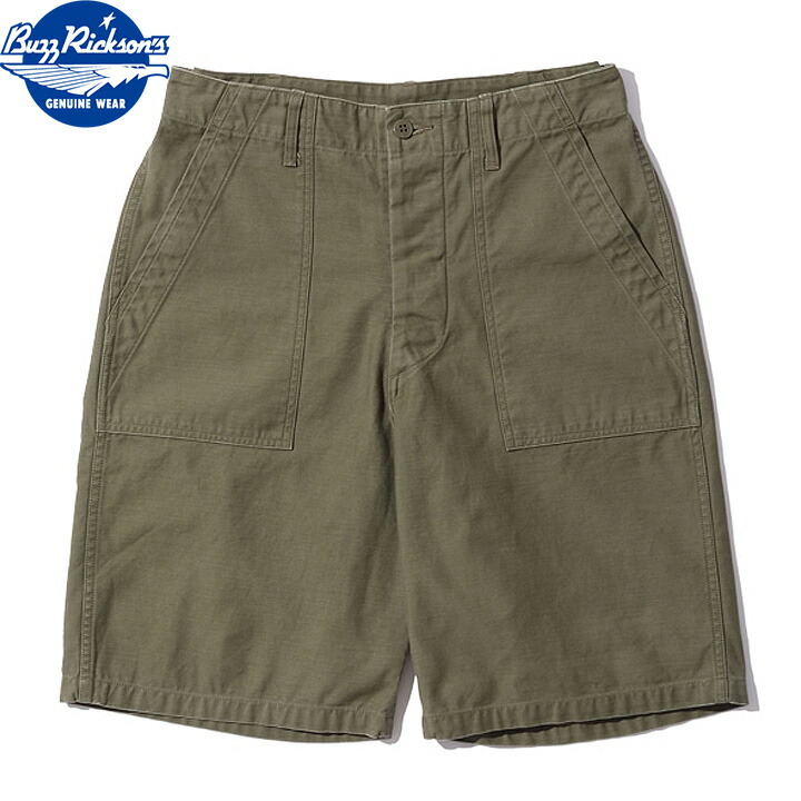 No.BR51735 BUZZ RICKSON\u0027S バズリクソンズTROUSERS, MEN\u0027S, COTTON SATEENOLIVE GREEN QM SHADE 107, TYPE 1, CLASS SHORTS