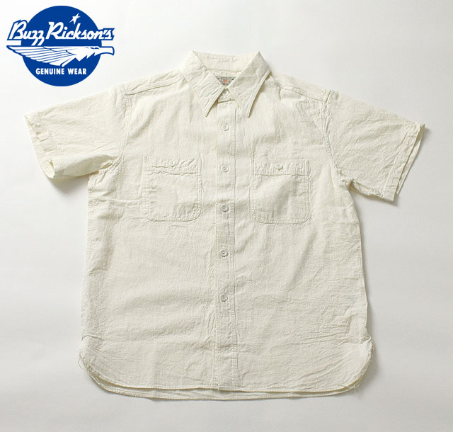 No.BR35857 BUZZ RICKSONS　バズリクソンズ OFF WHITE CHAMBRAY S/S WORK SHIRT