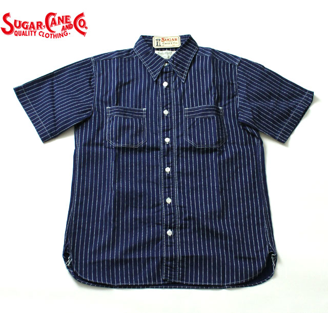 No.SC36267 SUGAR CANEシュガーケーンFICTION ROMANCE8.5薬局衡オンス. WABASH STRIPE WORK SHIRT