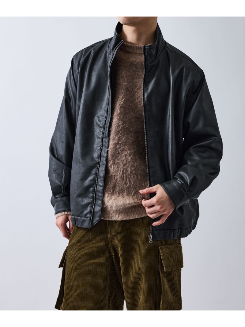 レザーライクブルゾン LE CERCLE par rope' HOMME ジュン スタンダード ピックス ジャケット・アウター ブルゾン・ジャンパー ブラック【送料無料】[ Fashion] 8,385円