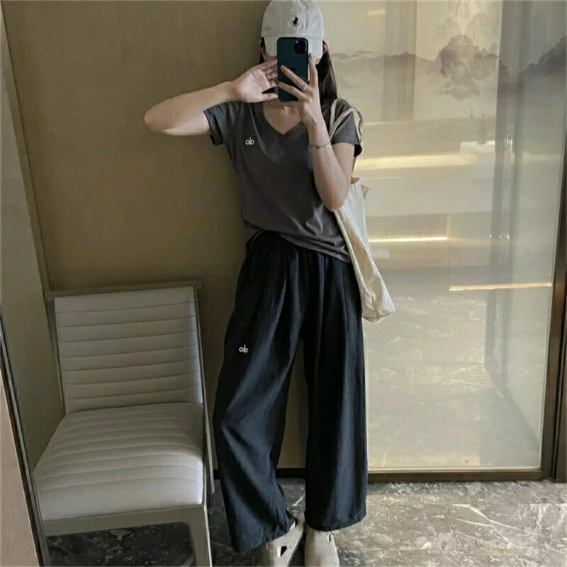 ★ ALO Yoga ★ ワイドパンツ レディース 夏 涼しい さらさら ボトムス レディース パンツ ウエストゴム 楽ちん イージーパンツ 速乾 太もも ゆったり ワイド 大きいサイズ パンツ ポケットリラックスパンツ カジュアル 体型カバー 春 春夏