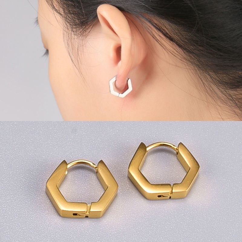 楽天市場】六角形フープピアス 1個販売 ステンレス製 ヘキサゴン