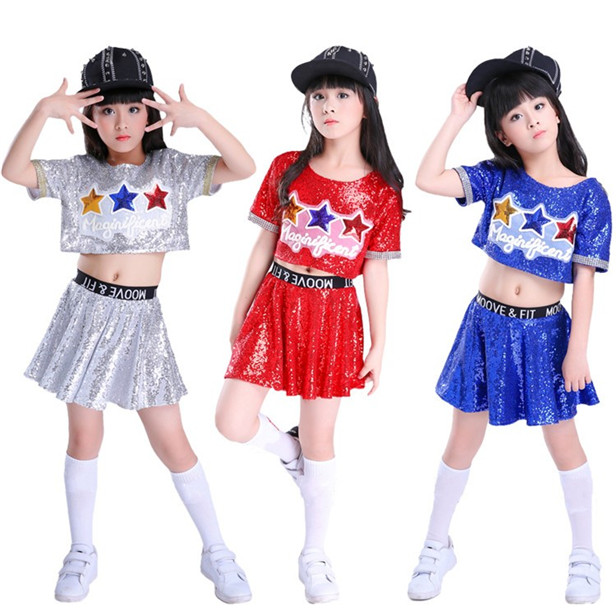 楽天市場 子供服 ダンス スパンコール衣装 チアガール チア 2点セット ｔシャツ スカート ジャズ 女の子 男の子パンツセット 原宿系 衣装 Hiphop 全３色 レッド ブルー シルバー 赤 青 銀 110 1 130 140 150 160cm Just For You Online Store