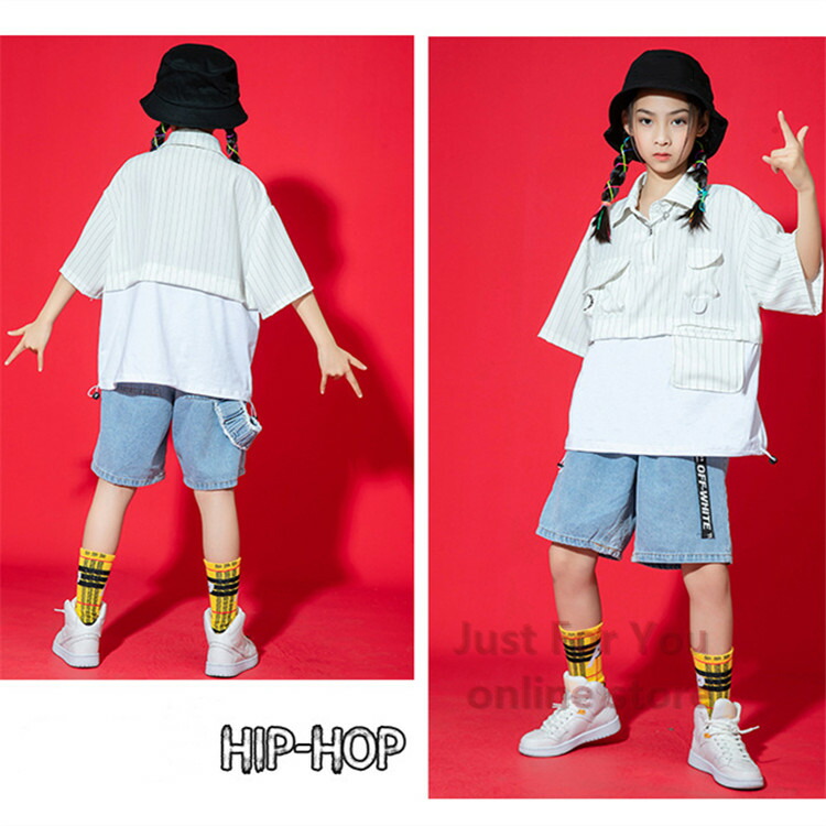 キッズ ダンス ヒップホップ セットアップ 原宿ファッション ｔシャツ 衣装 デニムパンツ 子供服