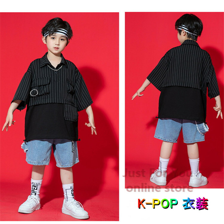 キッズ ダンス ヒップホップ セットアップ 原宿ファッション ｔシャツ 衣装 デニムパンツ 子供服