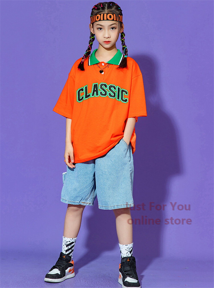 キッズダンス衣装 セットアップ ｔシャツ デニムパンツ 原宿ファッション ヒップホップ 子供服