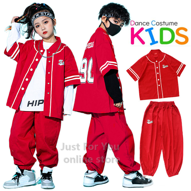 キッズ ダンス かっこいい ゆったり カーゴパンツ ストリート セットアップ ダンス衣装 ヒップホップ 子供服 衣装 赤 韓国 ｔシャツ 優れた品質 衣装