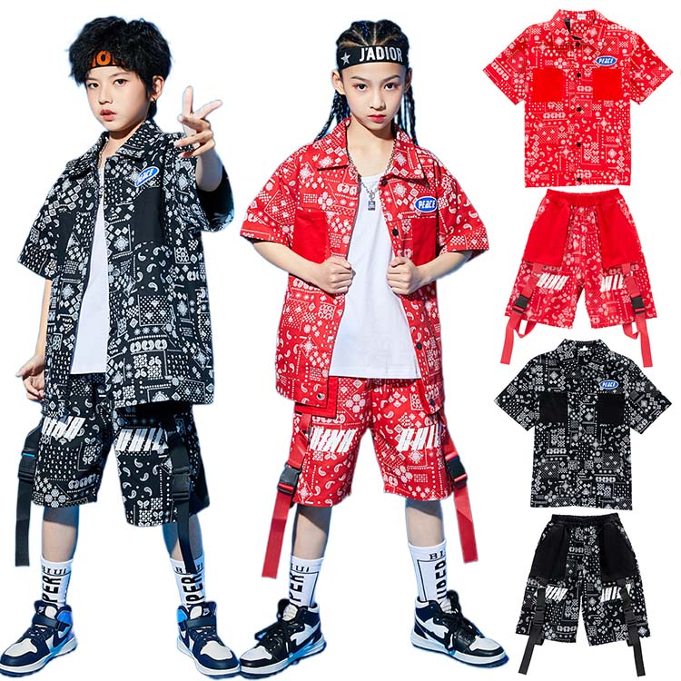 キッズダンス衣装 2点セット 子供服 ヒップホップ キッズ ダンス 衣装 Hiphop Jazz シャツ パンツ 韓国 K Pop ロックダンス ガールズ 男の子 ダンス衣装 男女兼用 発表会 派手 文化祭 学園祭演出服 かっこいい 新作 ランキングtop5