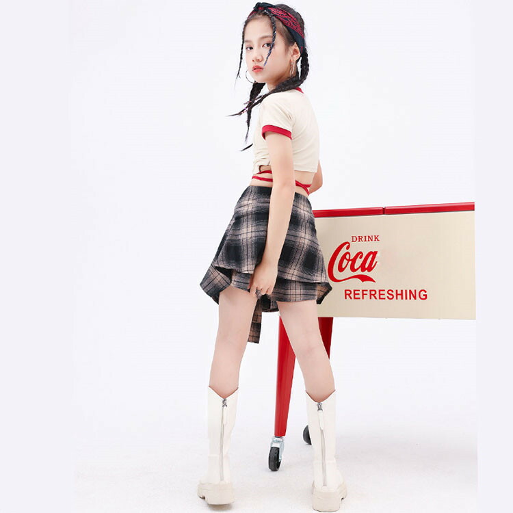 キッズダンス衣装 ヒップホップ HIPHOP 長袖 トップス スカート 子供 女の子 ガールズ チア ジャズダンス ステージ衣装 原宿系 練習着 応援団 演出服 K-POP jazz