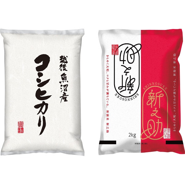 【香典返し 送料無料】 米 ギフト 白米 お米 新潟米 コシヒカリ 新之助 2種 食べ比べ セット 計4kg 詰め合わせ 名産 精米 ご飯 グルメ 食品 引き出物 四十九日 引出物 お返し 喪中 法事 お供え物 満中陰志 忌明け 49日 挨拶状 粗供養 品物 お礼 USW2-SIN2｜ジャストハート 香典返し 法事法要