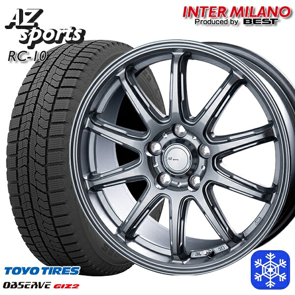 215/50R17 マツダ3 セレナ 2024~2025年製 トーヨー オブザーブ ギズ2 インターミラノ AZ-Sports RC10 シルバー 17インチ 7.0J 5H114.3 スタッドレスタイヤホイール4本セット|格安タイヤホイールジャストパーツ
