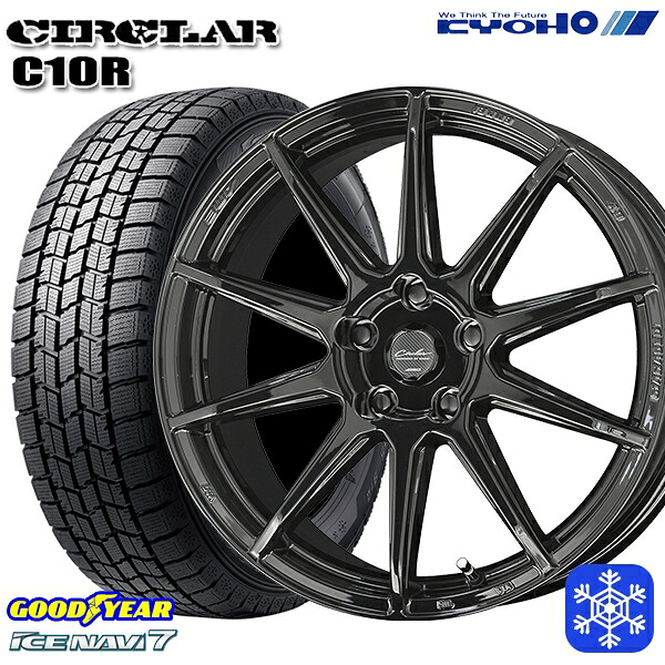 235/50R18 アルファード ヴァルファイア 2023~2024年製 グッドイヤー アイスナビ7 NAVI7 KYOHO サーキュラー C10R GB 18インチ 7.0J 5H114.3 スタッドレスタイヤホイール4本セット|格安タイヤホイールジャストパーツ