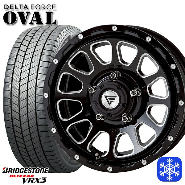 215/70R16 100Q ジムニーシエラ 2024～2025年製 ブリヂストン ブリザック VRX3 デルタフォースオーバル ブラックマシニング 16インチ 6.0J 5H139.7 スタッドレスタイヤホイール4本セット｜格安タイヤホイールジャストパーツ