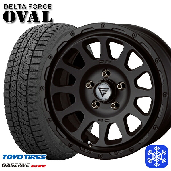 215/60R16 ヤリスクロス ヴェゼル 2023～2024年製 トーヨー オブザーブ ギズ2 デルタフォースオーバル マットブラック 16インチ 7.0J 5H114.3 送料無料 冬タイヤホイール4本セット