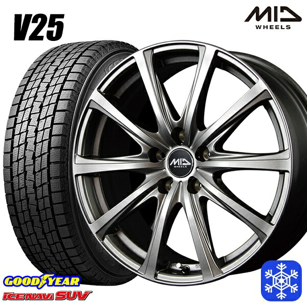 225/65R17 ハリアー RAV4 2024～2025年製 グッドイヤー アイスナビSUV MID V25 メタリックグレー 17インチ 7.0J 5H114.3 送料無料 冬タイヤホイール4本セット