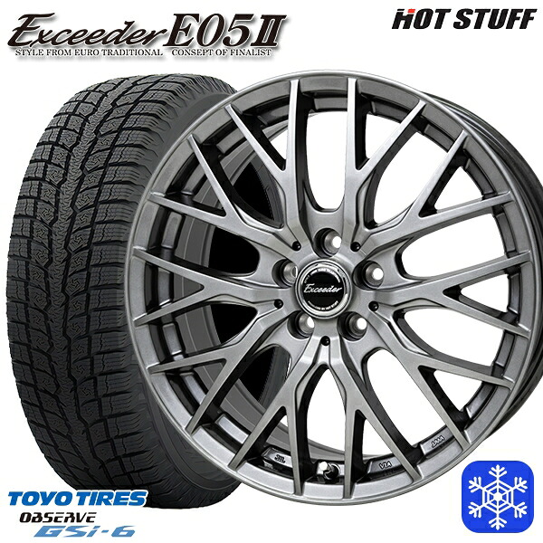 225/55R18 デリカD5 エクストレイル 2024~2025年製 トーヨー オブザーブ GSi6 HotStuff エクシーダー E05II DS 18インチ 7.0J 5H114.3 スタッドレスタイヤホイール4本セット|格安タイヤホイールジャストパーツ
