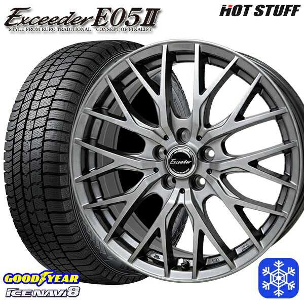 215/60R16 フォレスター レガシィ 2024~2025年製 グッドイヤー アイスナビ8 NAVI8 HotStuff エクシーダー E05II DS 16インチ 6.5J 5H100 スタッドレスタイヤホイール4本セット|格安タイヤホイールジャストパーツ