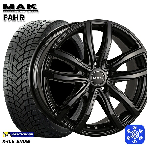 205/60R16 BMW F45/F46用 数量限定 2021年製 ミシュラン エックスアイススノー MAK FAHR グロスブラック 16インチ 7.0J 5H112 +52 送料無料 冬タイヤホイール4本セット