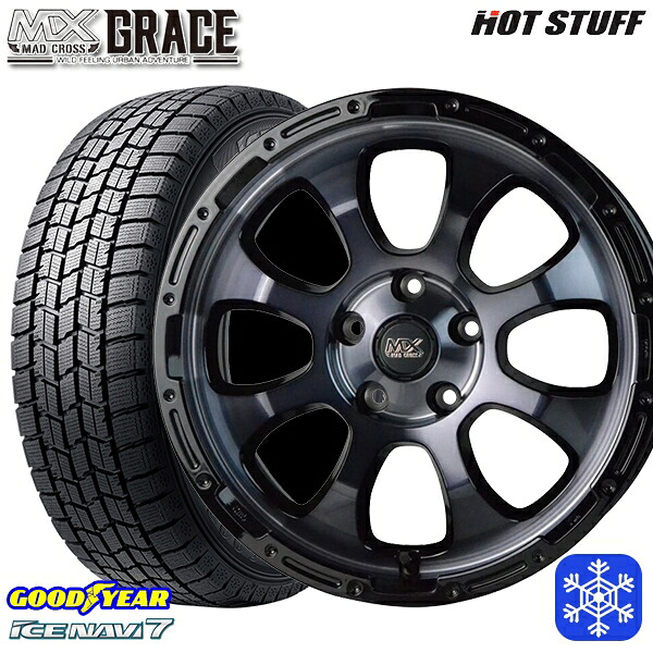 195/60R16 セレナ ステップワゴン 2024～2025年製 グッドイヤー アイスナビ7 NAVI7 HotStuff マッドクロスグレイス BKC/BK 16インチ 7.0J 5H114.3 送料無料 冬タイヤホイール4本セット