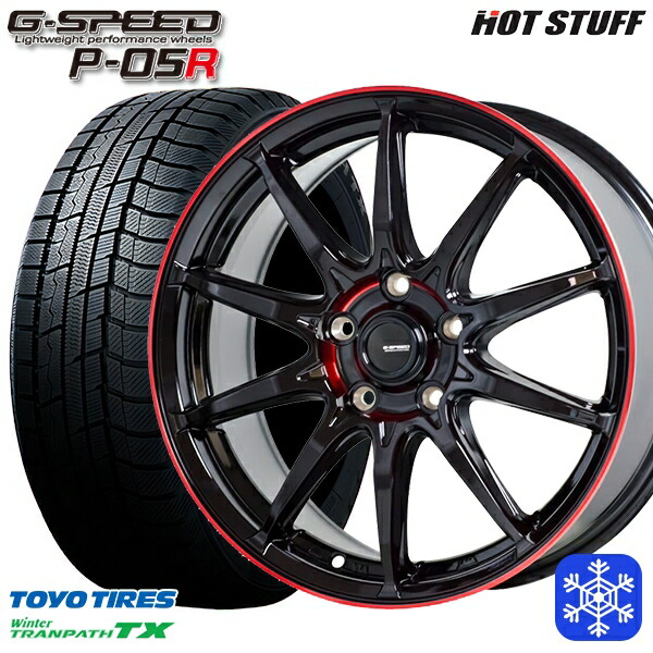 215/70R16 100Q デリカD5 2024～2025年製 トーヨー ウィンタートランパス TX HotStuff ジースピード P-05 BK/RED 16インチ 6.5J 5H114.3 送料無料 冬タイヤホイール4本セット