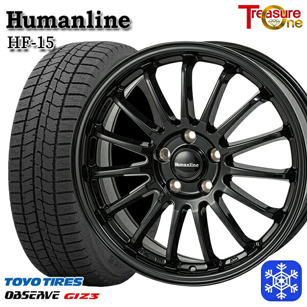 195/65R15 30/50プリウス インプレッサ 2024～2025年製 トーヨー オブザーブ ギズ3 トレジャーワン ヒューマンライン HF15 BK 15インチ 6.0J 5H100 送料無料 冬タイヤホイール4本セット