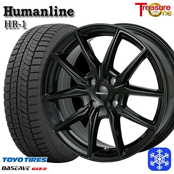 185/60R15 ヤリス ヴィッツ 2023～2024年製 トーヨー オブザーブ ギズ2 トレジャーワン ヒューマンライン HR1 BK 15インチ 5.5J 4H100 送料無料 冬タイヤホイール4本セット