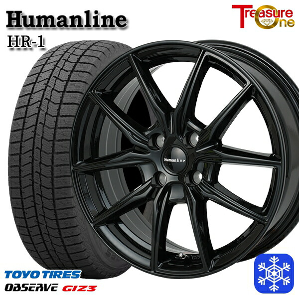 165/55R15 N-BOX タント 2024～2025年製 トーヨー オブザーブ ギズ3 トレジャーワン ヒューマンライン HR1 BK 15インチ 4.5J 4H100 送料無料 冬タイヤホイール4本セット 54,060円