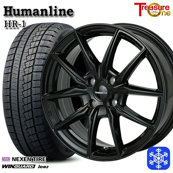165/55R14 モコ ルークス 2025年製 ネクセン ウィンガードアイス2 トレジャーワン ヒューマンライン HR1 BK 14インチ 4.5J 4H100 送料無料 冬タイヤホイール4本セット