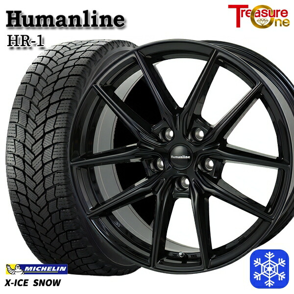 225/55R18 デリカD:5 2024～2025年製 ミシュラン エックスアイススノー トレジャーワン ヒューマンライン HR1 BK 18インチ 8.0J 5H114.3+38 送料無料 冬タイヤホイール4本セット