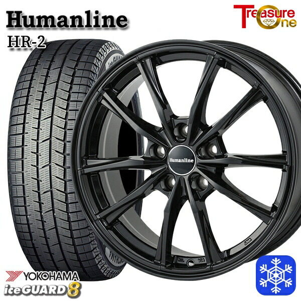 225/60R18 RAV4 NX 2025年製 ヨコハマ アイスガード8 IG80 トレジャーワン ヒューマンライン HR2 BK 18インチ 7.0J 5H114.3 送料無料 冬タイヤホイール4本セット