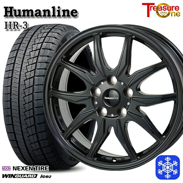 205/60R16 ウィッシュ エクシーガ 2025年製 ネクセン ウィンガードアイス2 トレジャーワン ヒューマンライン HR3 BK 16インチ 6.5J 5H100 送料無料 冬タイヤホイール4本セット